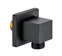 Solid Brass Shower Wall Outlet Square Wall Mounted Supply Elbow G1/2" Union Water Outlet for Shower Hose Connecting, Black