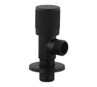 Solid brass single open angle valve with G1/2 thread for water inlet control in bathroom and kitchen sink plumbing setups (black)