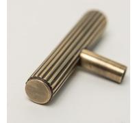 Solid Brass Straight Knurled Kitchen Pull Handles & Knobs - Antique Brass Finish Knurled Brass T-bar Handle