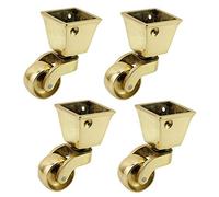 Solid Brass Swivel Caster Wheels - 3.2cm Antique Vintage Casters for Sofas Pianos & Furniture Polished Square Cup Design Heavy Duty Silent Rolling Wheels