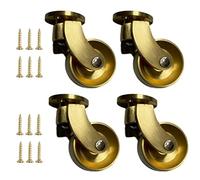 Solid Brass Swivel Castor Wheels, 360° Rotation, Load Capacity 150kg, Plate Casters with Screws, Replacement for Furniture, Sofa, Chair, Cabinet, Pack of 4