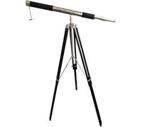 Solid Brass Telescope Marine Navy Single Barrel Telescope & Black Floor Standing Tripod Stand Royal Home Decor