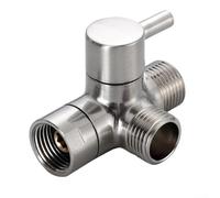 Solid Brass Three Way Shower Diverter, Dual Head Shower Adapter with Pause Mode Water Saver Valve, Handheld and Fixed Shower Combiner for Bathroom Plumbing Fixture(brushed)