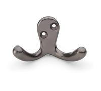 Solid Brass Victorian Double Robe Coat Hook - Wall Mounted Holder Dark Bronze