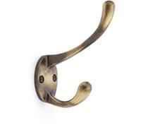 Solid Brass Victorian Hat & Coat Hook - Wall Mounted Holder - Antique Brass