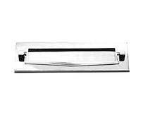 Solid Brass Victorian Heavy Sprung Traditional Letter Plate with Door Knocker 255 x 76mm - Polished Chrome