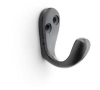 Solid Brass Victorian Single Robe Coat Hook - Wall Mounted Holder Matt Black