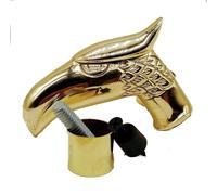 Solid Brass Vintage Cane Walking Stick Handle Eagle Head Cast Brass with Outside Connector Rod Replacement Rubber Brass Tip