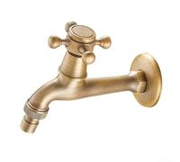 Solid Brass Wall Mount Water Tap Single Lever Handle For Washing Machine Vintage Gold Faucet With G1/2 Connection Thread Utility Room Fixture Long(L)