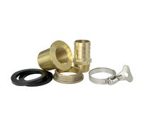Solid Brass Water Butt Connector Kit - 3/4" Female Thread, 1" Male Thread, 25mm Hose Barb with Seals & Clamp - Leak-Proof Rain Barrel Tank Adapter for Garden Hose Connection
