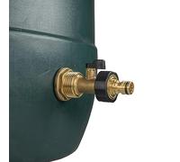 Solid brass water butt/rain barrel/tank threaded outlet adaptor/connector with 2 washers and nut,range of tap options (brass lever valve+quick-lock)