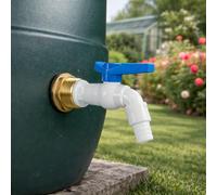 Solid brass water butt/rain barrel/tank threaded outlet adaptor/connector with 2 washers and nut,range of tap options (pvc tap with barb)