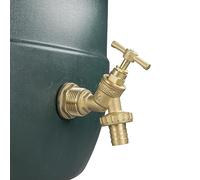 Solid brass water butt/rain barrel/tank threaded outlet adaptor/connector with 2 washers and nut,range of tap options (connector+brass bib tap barb)