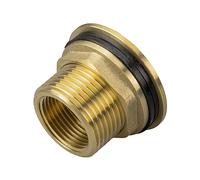 Solid Brass Water Tank Outlet Connector Collar, 1" BSP (33.3mm) External Thread, 3/4" BSP Internal Thread for Water Tanks & Butts, Premium Replacement Adapter, Bib Taps, Lever Taps, Hose Connectors
