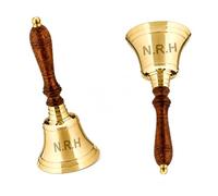 Solid Brass Wooden Handle Bell School & Dinner Classice Bells Nautical Gift Item