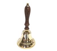 Solid Brass Wooden Handle School Dinner Hand Bell Reception Bell 29cm by Retro Collections