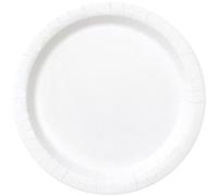 Solid Bright White Round Paper Dinner Plates (22cm) 16 Count - Sturdy & Elegant for Parties and Events