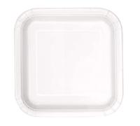 Solid Bright White Square Paper Dinner Plates (22cm) 14 Count - Elegant, Disposable, Perfect for Parties & Events