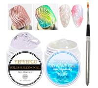 Solid Builder Gel for Nails and 3D Texture Nail Gel Clear Wave Painting Drawing Design Gel with Professional Brush 4 in 1 Nail Builder Gel Non Adhesive Hand Shape Gel Salon Quality DIY at Home