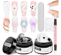 Solid Builder Gel for Nails Kit, Clear White 3D Sculpture Gel Non-Stick Hand Nai