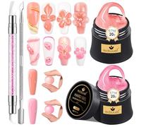 Solid Builder Gel for Nails LEDSUUEI - Nude Pink Nail Extension Kit 3D Nail Gel Sculpte Non-Sticky Hand Carving Glue for Manicure Salon Home Decoration DIY Nail Art 20g(0.71fl oz) with 3D Silicone