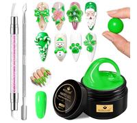 Solid Builder Gel for Nails, Red Green Sculpture Solid Nail Extension Gel for Nail, Valentine's Red Green Glitter Non-Sticky Hard Carving Gel Modeling Nail Art Gel Christmas