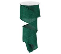 Solid Canvas Wired Edge Ribbon, 10 Yards (Emerald Green, 2.5")
