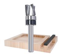 Solid Carbide Spiral Flush Trim Router Bits, 3-Flutes Down Cut Clearing & Pattern Router Bit, Top Bearing Template Router Bit for Wood Flush Trimming, Mortising (1/4 Inch Shank,1/2”x1/2”)