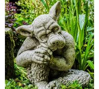 Solid Cast Stone Dog Gargoyle In Sleepy Pose