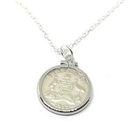 Solid Cinch Pendant 1955 Lucky Australian sixpence 70th Birthday plus a Sterling Silver 18in Chain