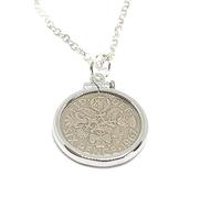 Solid Cinch Pendant 1967 Lucky sixpence 59th Birthday gifts for women plus a Sterling Silver 18in Chain