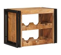 Solid Coarse Mango Wood Wine Rack Brown 60 x 45 x 33 cm with Sturdy Iron Frame Wall Mountable Rustic for Kitchen Dining Room Living Room