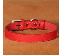 Solid Color Adjustable PU Leather Dog Cat Collar Necklace For Shiba Inu Chihuahua Poodle Pug Beagle,Red,S