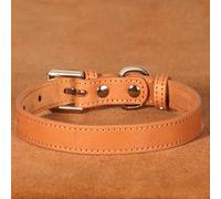 Solid Color Adjustable PU Leather Dog Cat Collar Necklace For Shiba Inu Chihuahua Poodle Pug Beagle,Brown,M