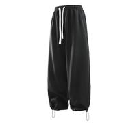 Solid Color Baggy Cinch Bottom Sweatpants Baggy Sweatpants for Men Drawstring Straight Leg Soft High Waisted Joggers Loose Fitting Athletic 2025 Trousers Workout Cozy Lounge Pants Black
