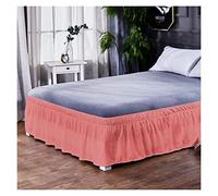 Solid Color Bedspread On The Bed Decoration Hotel With Ruffles Full Surround Warm Skirt 2 Places 40cm Height Home(CQ002-06,120X200x40cm)