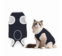 Solid Color Black Dog Surgery Suit Recovery Suit, 100% Cotton Breathable Full Body Dog & Cat Surgical Suit with Cute Prints, Alternative to Cone for Spay Neuter Wound Care, Male & Female Pets Medium