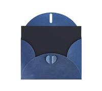 Solid Color Black Horizontal Holiday Card With Blue Heart Shaped Envelope And Write Various Holiday Greetings