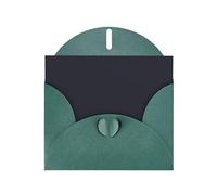 Solid Color Black Horizontal Holiday Card With Dark Green Heart Shaped Envelope And Write Various Holiday Greetings