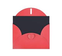 Solid Color Black Horizontal Holiday Card With Red Heart Shaped Envelope And Write Various Holiday Greetings