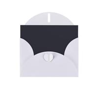 Solid Color Black Horizontal Holiday Card With White Heart Shaped Envelope And Write Various Holiday Greetings
