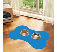 Solid color blue Bone Shaped Absorbent Dog Feeding Mat