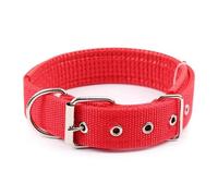 Solid Color Breathable Nylon Dog Collar Military Tactical Dog Collar Adjustable Dog Collar Dog Camping Training Hunting Collar Teddy Cage Pitbull Bulldog Beagle Collar,Red,XL