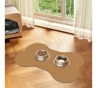 Solid color brown Bone Shaped Absorbent Dog Feeding Mat