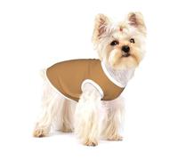 Solid Color Brown Medium Stretchy Dog T-Shirts Soft Cool Sleeveless Stripe Vests Breathable Clothes for Puppy Kitty Cats Small.