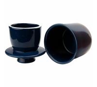 Solid Color Butter Crock with Lid, French Butter Dish for Counter Decor, Butter Keeper with Water Line for Fresh Spreadable Butter- American Blue 3x6 inches 4.5oz