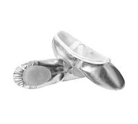 Solid Color Canvas High-top Shoelaces for Children, Jazz Dance Soft Soles and Drawstring Straps, Practice Shiny Dancing Paw Shoes Silver