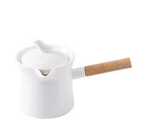 Solid Color Ceramic Food Jars with Handles and Lids, Mini Milk Jugs and Flower Teapots, Large Capacity Coffee Brewing Pots, Saucer Holder M