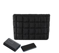 Solid Color Clutch Bag - Quilted Travel Case | Beauty Carrier | Padded Cosmetic Organizer - Soft Structure Multi-Item LayoutFits Mig, Black, Please refer to the description, Please refer to