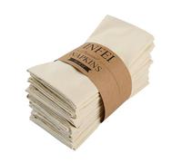 Solid Color Cotton Blended Dinner Cloth Napkins - Set of 12 (17 x 17 inches) - For Events & Home Use (Beige)